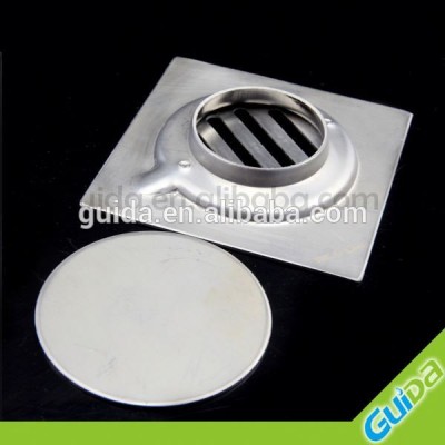 SS304/201 square polished stainless steel floor trap drain with net fixed