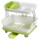 2 layer Adjustable Kitchen Drain Shelf Plastic Dish Rack Drainer with Tray